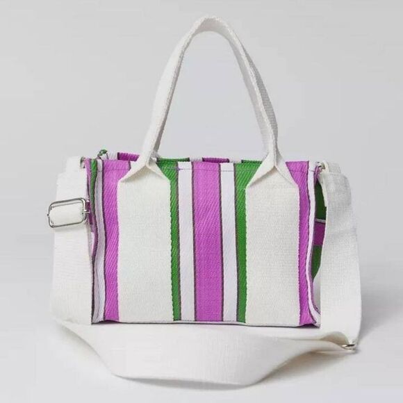 NWT Mini Stripe tote bag with Removable strap - Picture 5 of 6